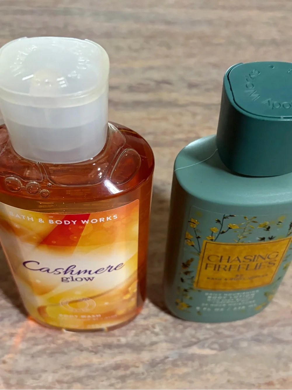 Bath & Body Works Retired Cashmere Glow Body Wash & Chasing Fireflies lotion Duo